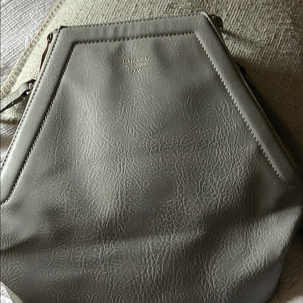Matt and Nat Gray Pebbled vegan Leather Shoulder Bag